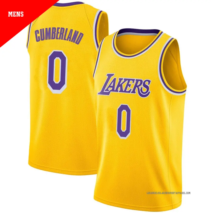 ＃0 Men's Jarron Cumberland Los Angeles Lakers 2018/19 Swingman Gold Jersey Icon Edition