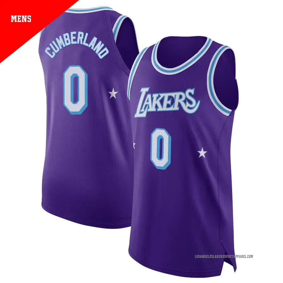 ＃0 Men's Jarron Cumberland Los Angeles Lakers 2021/22 Authentic Purple JerseyCity Edition