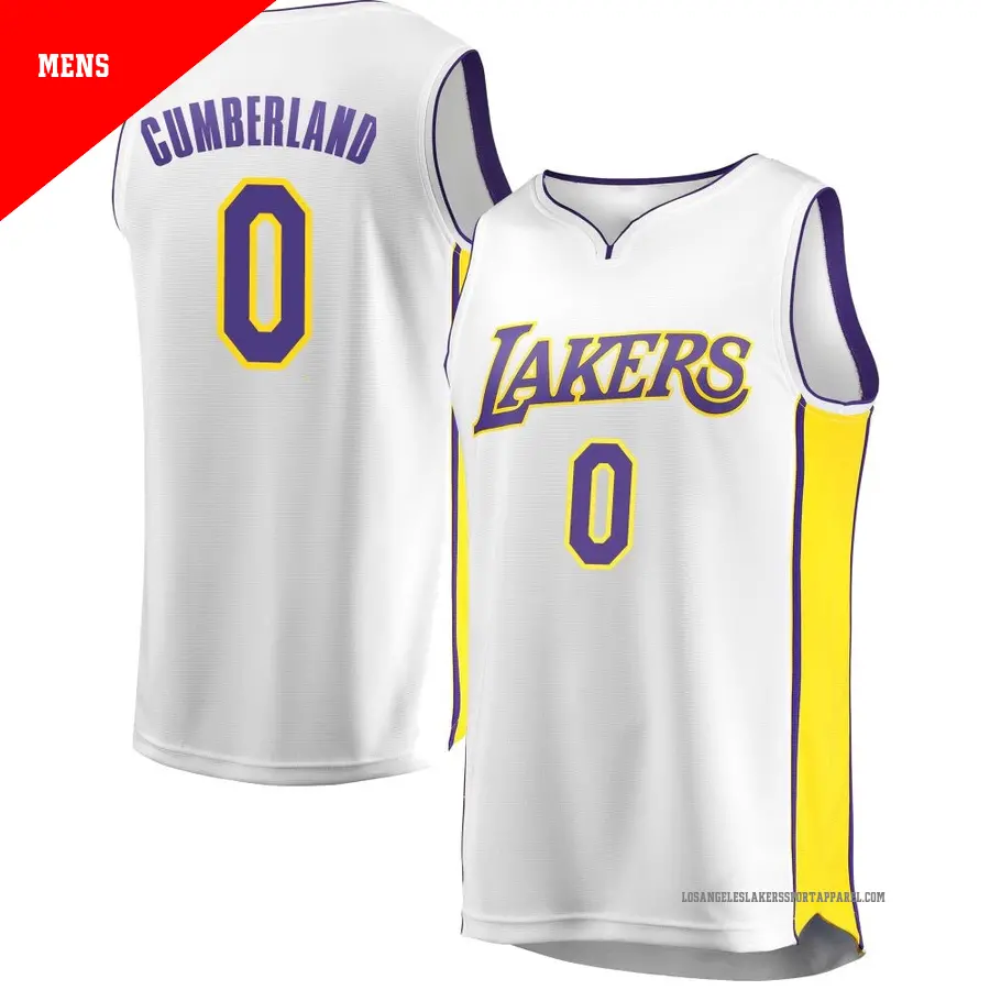 ＃0 Men's Jarron Cumberland Los Angeles Lakers White Fast Break JerseyAssociation Edition