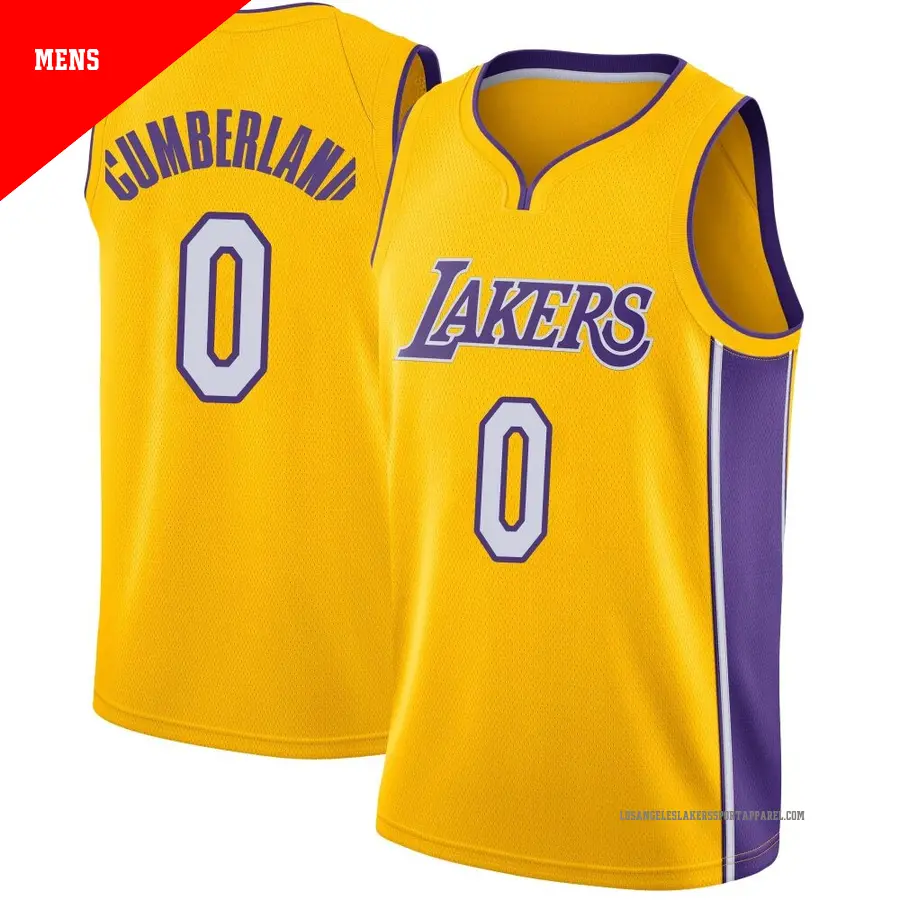 ＃0 Men's Jarron Cumberland Los Angeles Lakers Yellow Swingman Jersey Icon Edition