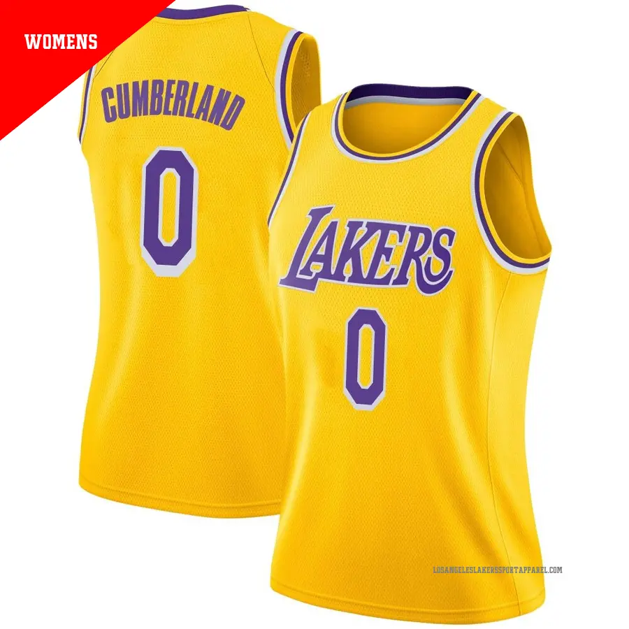 ＃0 Women's Jarron Cumberland Los Angeles Lakers 2018/19 Swingman Gold Jersey Icon Edition