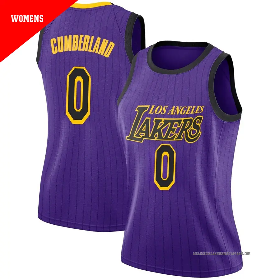 ＃0 Women's Jarron Cumberland Los Angeles Lakers 2018/19 Swingman Purple JerseyCity Edition