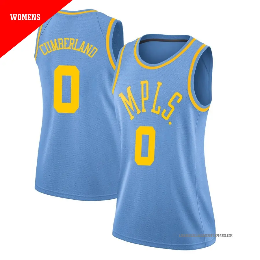 ＃0 Women's Jarron Cumberland Los Angeles Lakers Blue Swingman Hardwood Classics Jersey