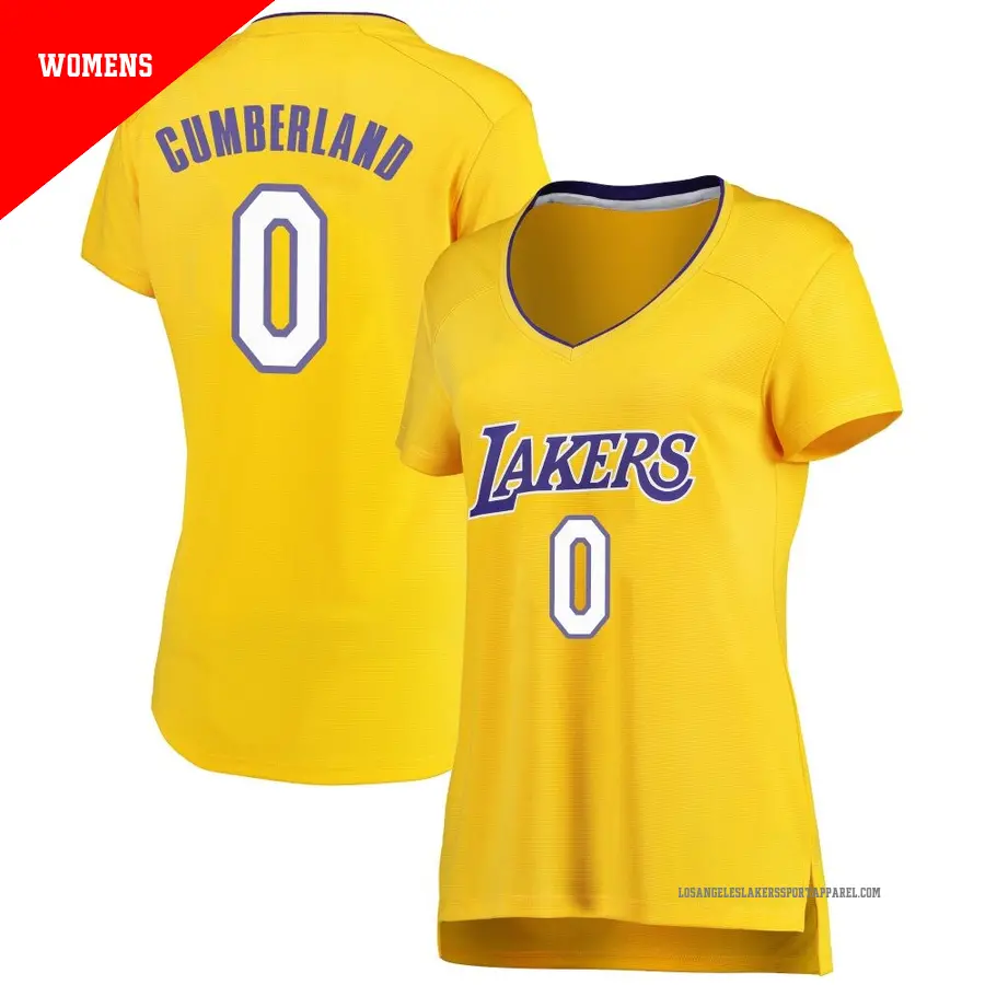 ＃0 Women's Jarron Cumberland Los Angeles Lakers Gold Fast Break Jersey Icon Edition