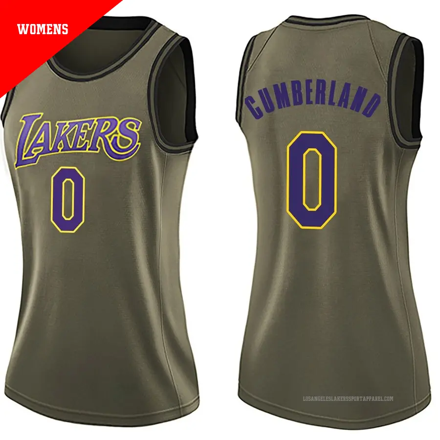 ＃0 Women's Jarron Cumberland Los Angeles Lakers Green Swingman Salute to Service Jersey