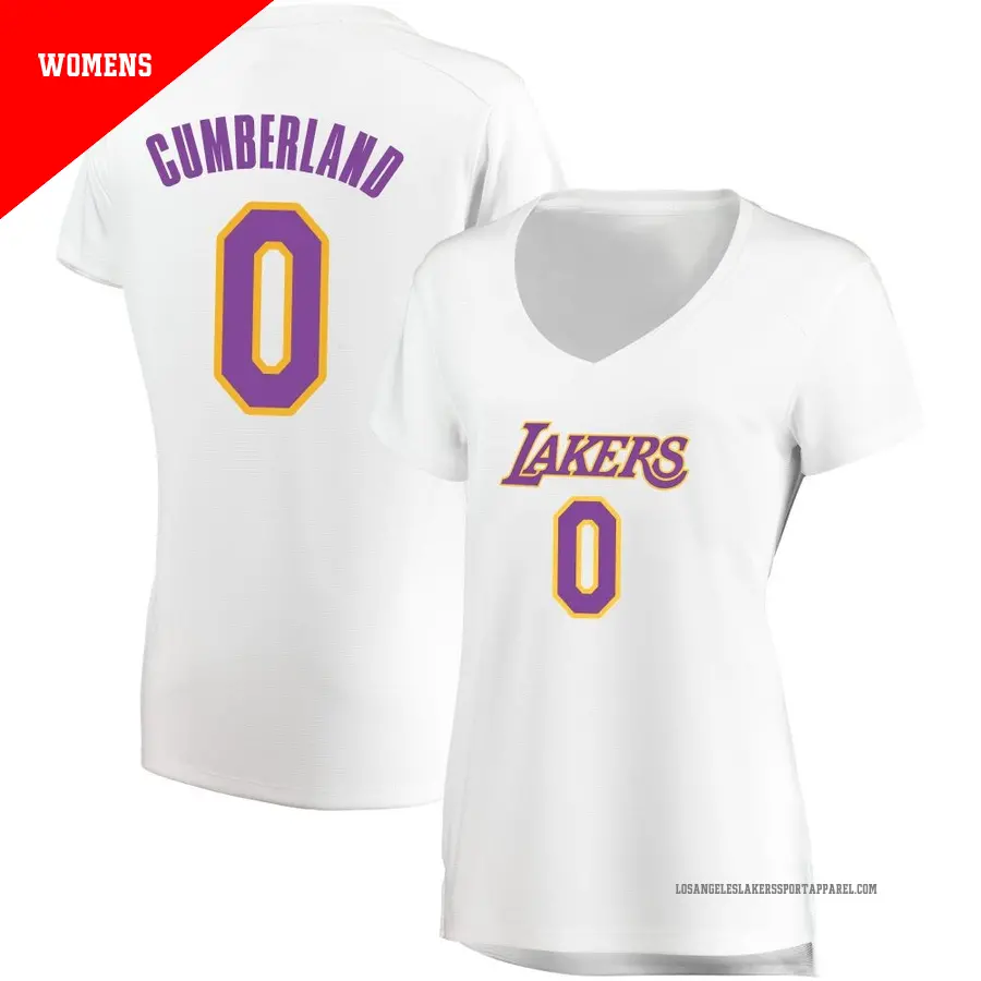 ＃0 Women's Jarron Cumberland Los Angeles Lakers White Fast Break JerseyAssociation Edition