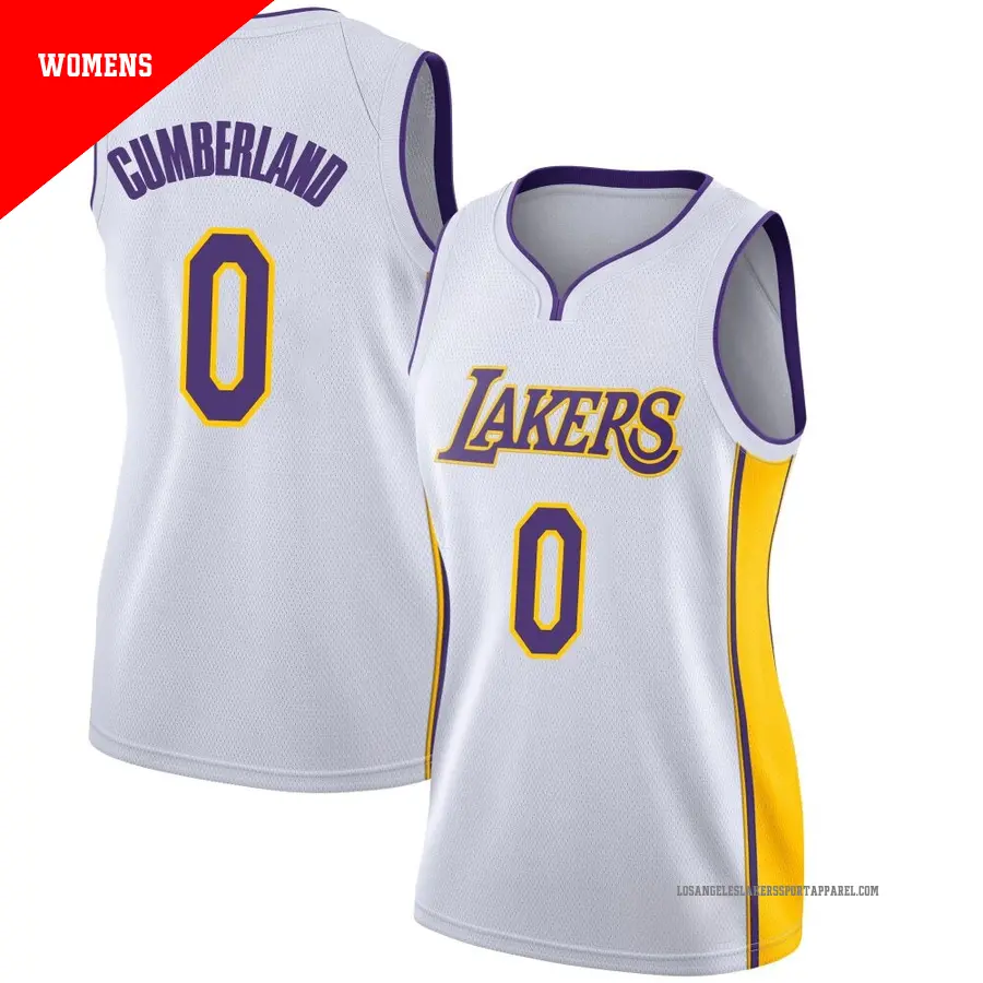 ＃0 Women's Jarron Cumberland Los Angeles Lakers White Swingman JerseyAssociation Edition