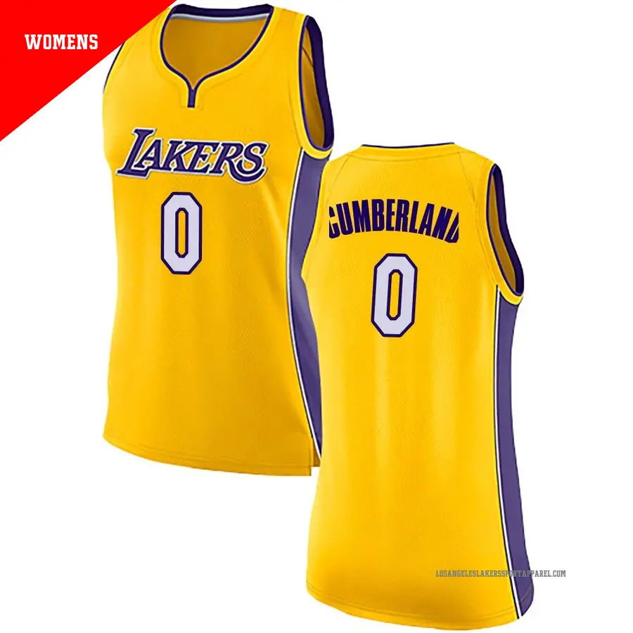 ＃0 Women's Jarron Cumberland Los Angeles Lakers Yellow Swingman Jersey Icon Edition