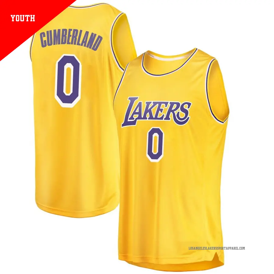 ＃0 Youth Jarron Cumberland Los Angeles Lakers 2018/19 Swingman Gold Jersey Icon Edition