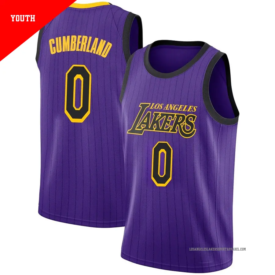 ＃0 Youth Jarron Cumberland Los Angeles Lakers 2018/19 Swingman Purple JerseyCity Edition
