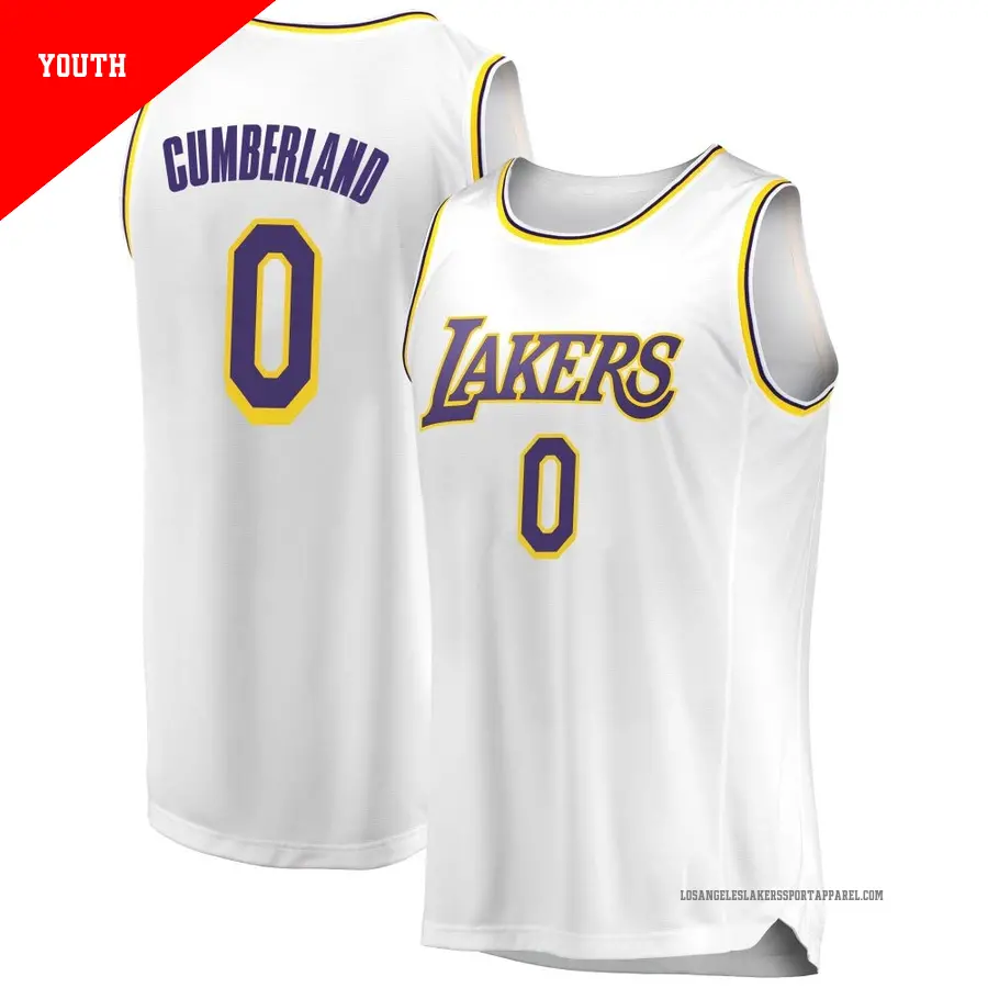 ＃0 Youth Jarron Cumberland Los Angeles Lakers 2018/19 Swingman White JerseyAssociation Edition