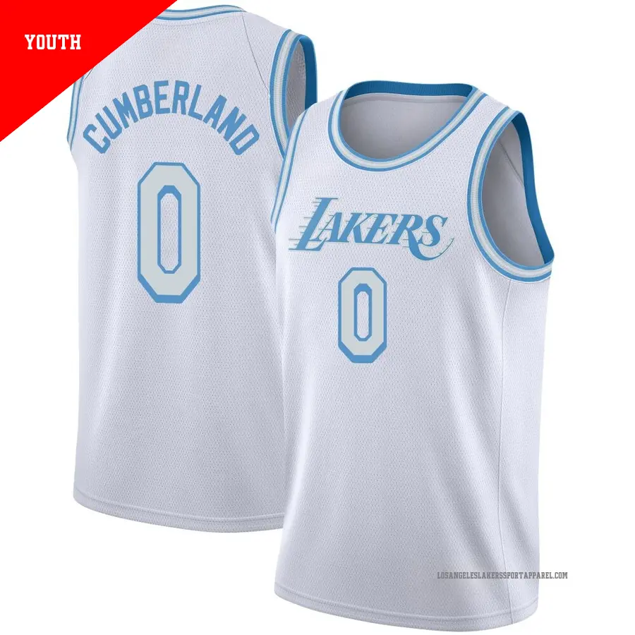 ＃0 Youth Jarron Cumberland Los Angeles Lakers 2020/21 Swingman White JerseyCity Edition