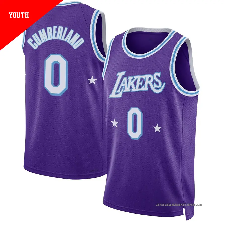＃0 Youth Jarron Cumberland Los Angeles Lakers 2021/22 Swingman Purple City Edition Jersey