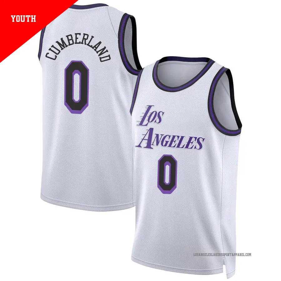 ＃0 Youth Jarron Cumberland Los Angeles Lakers 2022/23 Swingman White City Edition Jersey