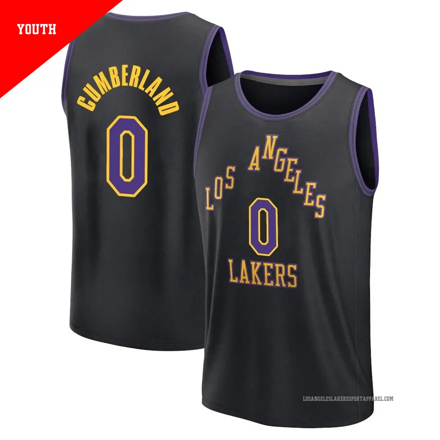 ＃0 Youth Jarron Cumberland Los Angeles Lakers 2023/24 Fast Break Black City Edition Jersey