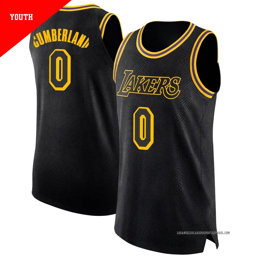 ＃0 Youth Jarron Cumberland Los Angeles Lakers Black Swingman JerseyCity Edition