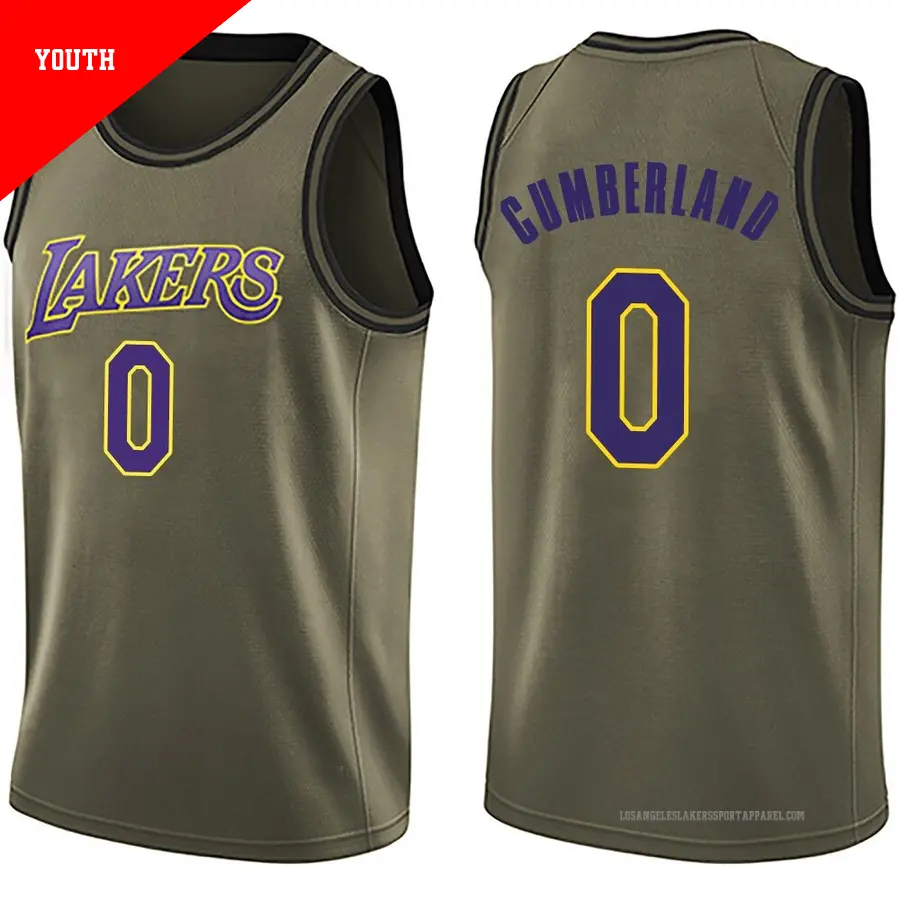 ＃0 Youth Jarron Cumberland Los Angeles Lakers Green Swingman Salute to Service Jersey