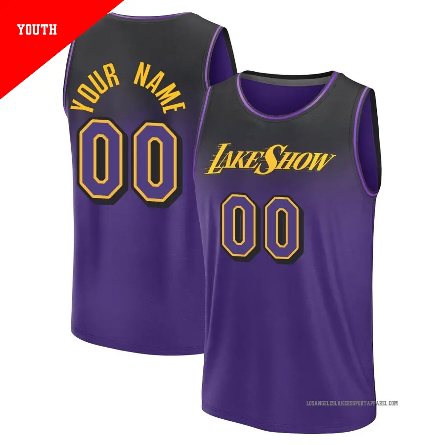 ＃00 Youth Custom Los Angeles Lakers 2024/25 Fast Break Purple City Edition Jersey