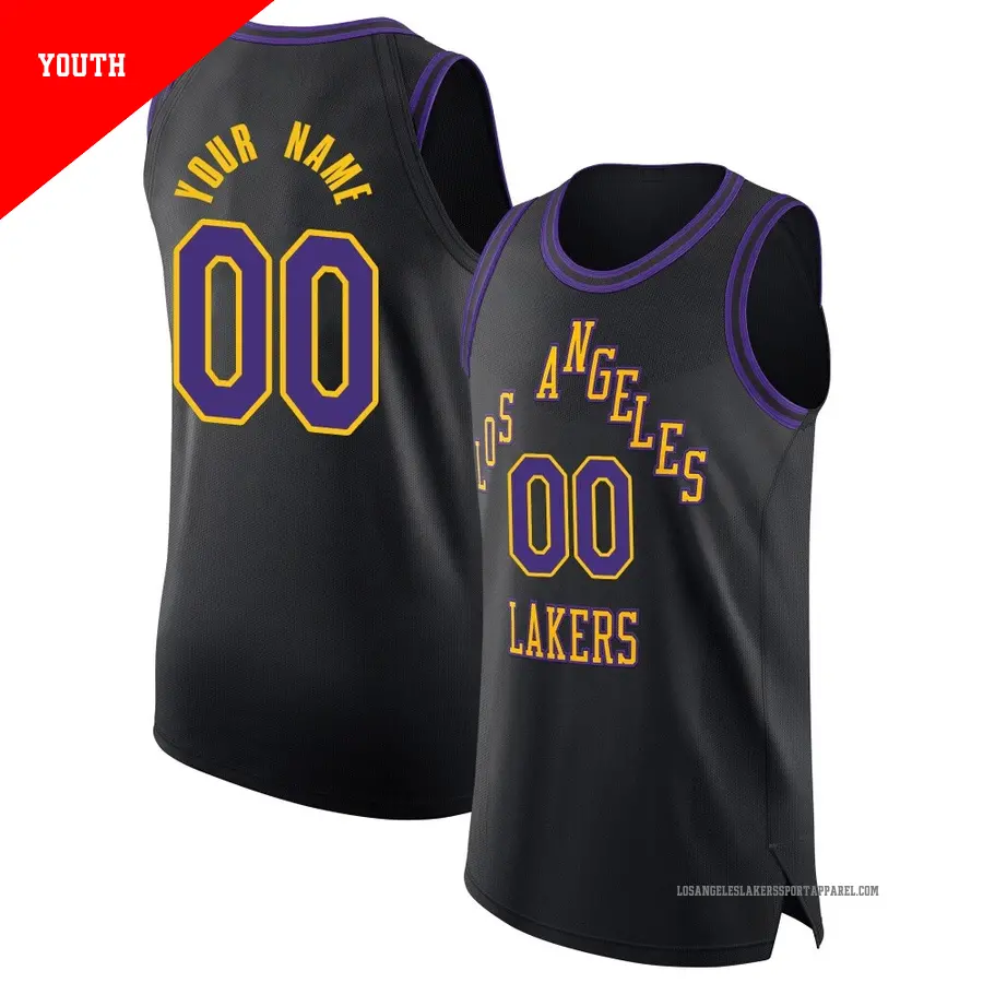 ＃00 Youth Custom Los Angeles Lakers 2025/26 Authentic Black City Edition Jersey