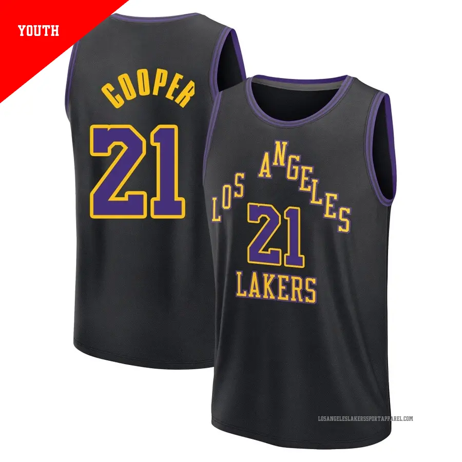 ＃21 Youth Michael Cooper Los Angeles Lakers 2025/26 Fast Break Black City Edition Jersey