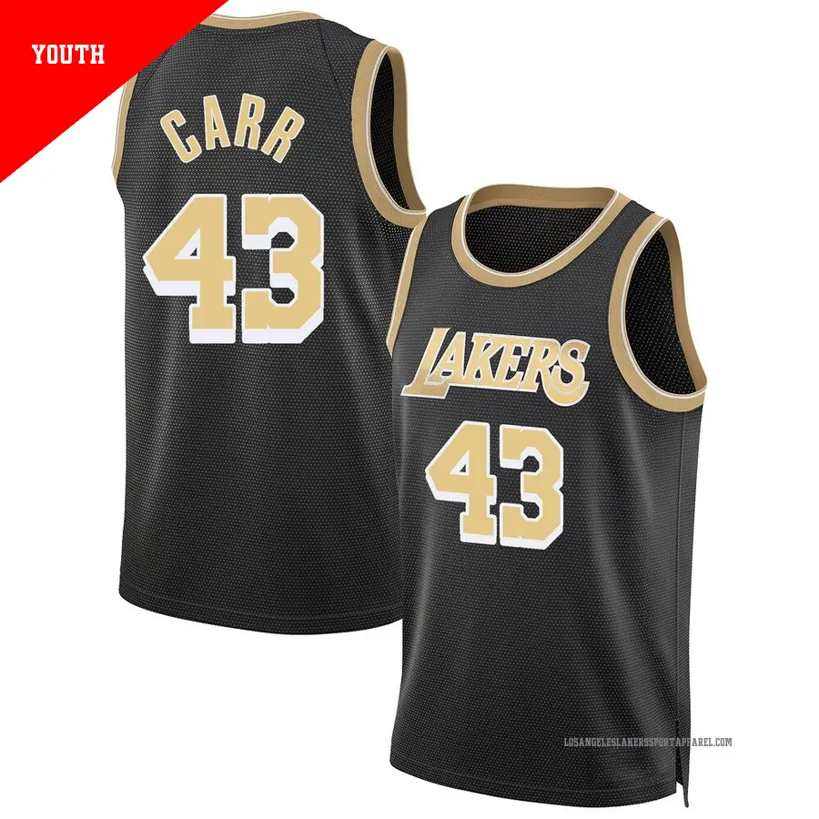 ＃43 Youth Cameron Carr Los Angeles Lakers Black Swingman Select Series Jersey